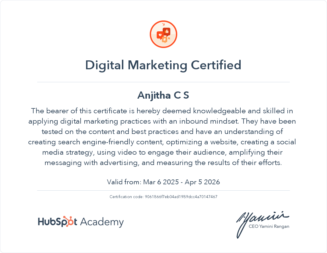 Digital Marketing Certificate