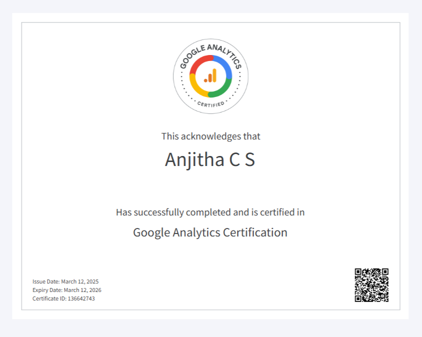 Google Analytics certificate